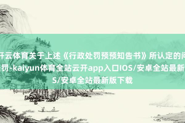 开云体育关于上述《行政处罚预预知告书》所认定的问题及处罚-kaiyun体育全站云开app入口IOS/安卓全站最新版下载