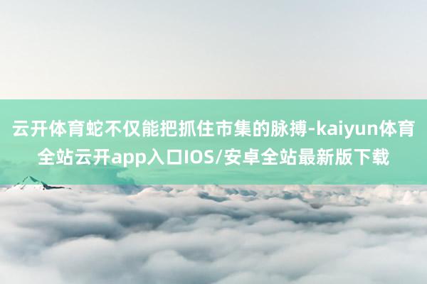云开体育蛇不仅能把抓住市集的脉搏-kaiyun体育全站云开app入口IOS/安卓全站最新版下载